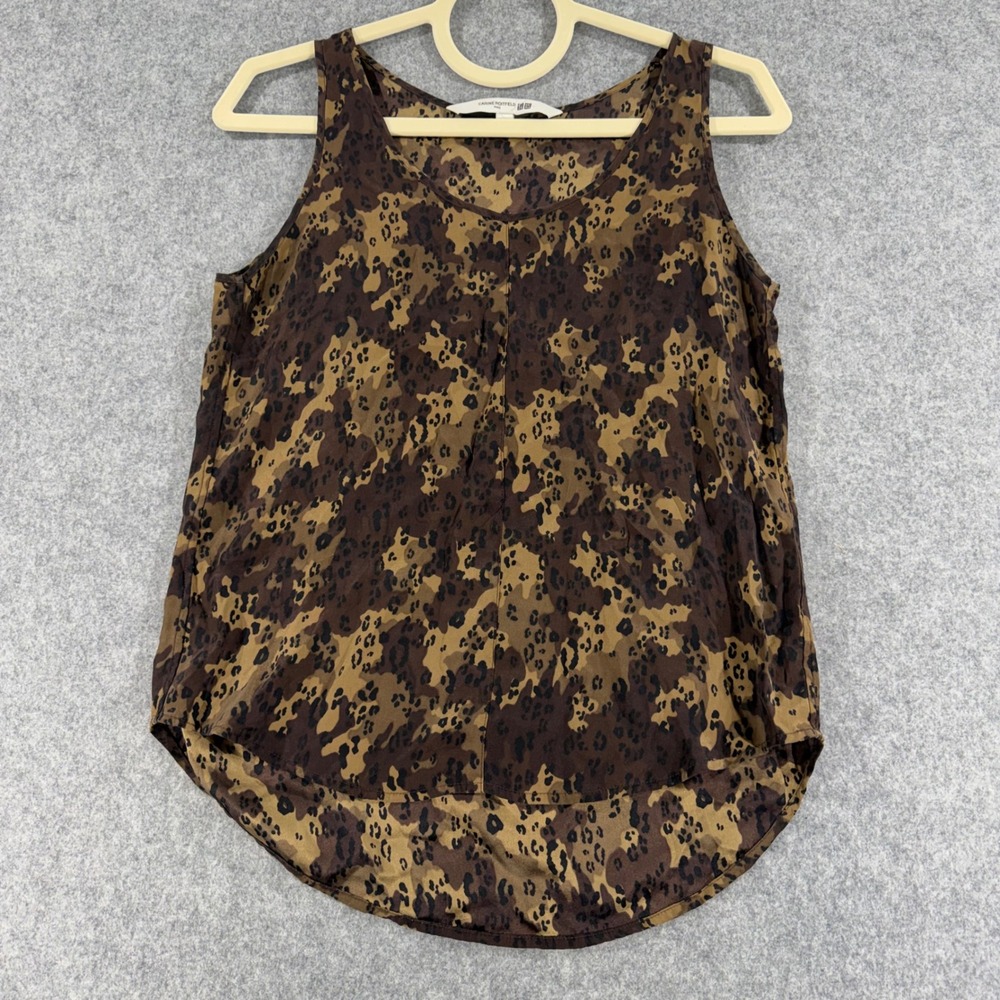 Carine Roitfeld x Uniqlo Brown Leopard Animal Print Tank Top Blouse Small Camo